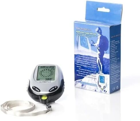 Digital Altimeter with LCD Display, Compass, Barometric Pressure and Temperature Gauge, 4 x 2.5 x 3.5 inches, Silver in Saudi Arabia