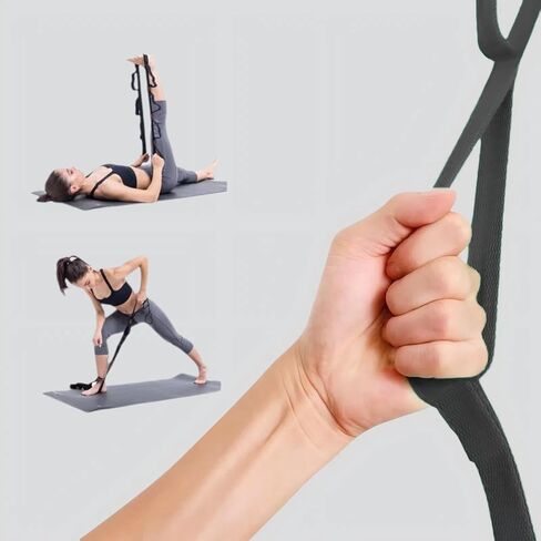 10 Loops Stretching Strap Yoga Strap for Home Workout, Exercise, Pilates and Gymnastics, Non-Elastic Stretch Bands for Women & Men in Saudi Arabia