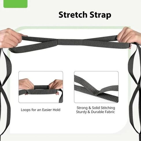 10 Loops Stretching Strap Yoga Strap for Home Workout, Exercise, Pilates and Gymnastics, Non-Elastic Stretch Bands for Women & Men in Saudi Arabia