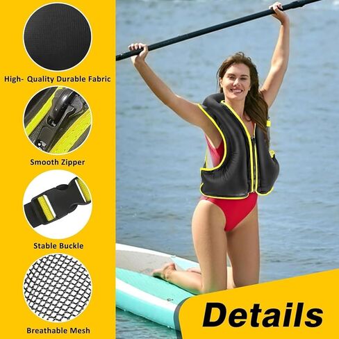 Snorkel Vest with Leg Strap and Breathing Tube, Inflatable Kayak Safety Jacket, Snorkeling Vest for Women Men Kayaking Canoeing(Pink) in Saudi Arabia