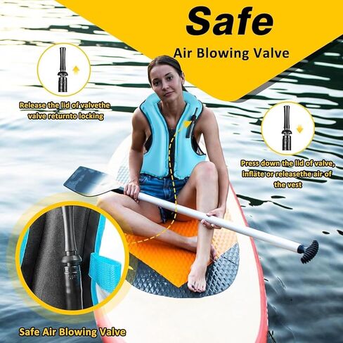 Snorkel Vest with Leg Strap and Breathing Tube, Inflatable Kayak Safety Jacket, Snorkeling Vest for Women Men Kayaking Canoeing(Pink) in Saudi Arabia