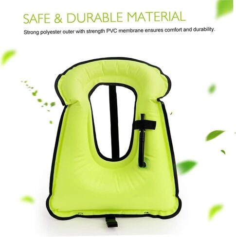 Inflatable Snorkel Vest with Blowpipe and Adjustable Belt, Swimming Jacket, 61x45cm for Water in Saudi Arabia