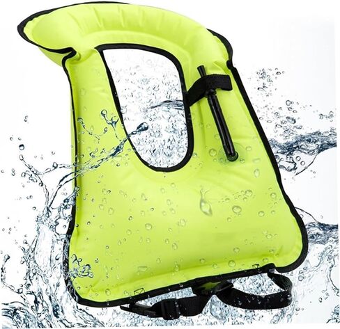 Inflatable Snorkel Vest with Blowpipe and Adjustable Belt, Swimming Jacket, 61x45cm for Water in Saudi Arabia