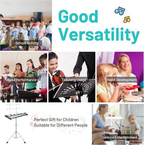 طقم جرس غلوكينسبيل 32 نوتة من LDAILY، إكسيليفون احترافي للبالغين مع حامل قابل للتعديل، وسادة تدريب 8 بوصات، مطارق الجرس، أعواد الطبل وحقيبة الحمل، أداة أدوات الإيقاع للطلاب (32 ملاحظة) in Kuwait