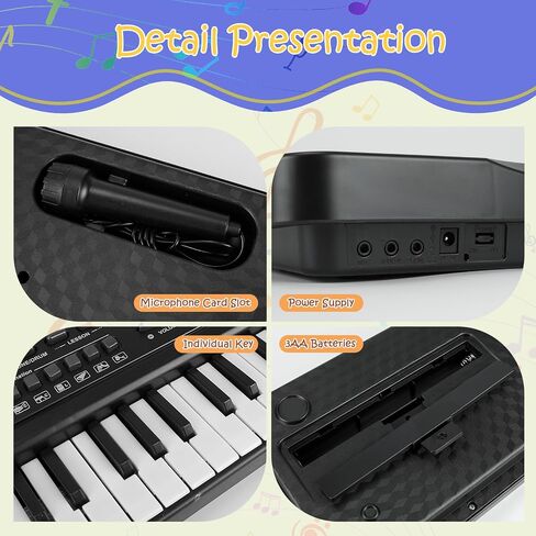61 Key Piano Keyboard, Beginner Electronic Keyboard for Kids with Teaching Mode, 6 Demo Songs, 16 Tones, Microphone and Power Supply, Kids Piano Keyboard for Birthday Gift/Christmas Gift in Saudi Arabia