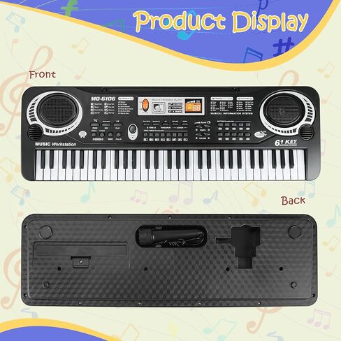 61 Key Piano Keyboard, Beginner Electronic Keyboard for Kids with Teaching Mode, 6 Demo Songs, 16 Tones, Microphone and Power Supply, Kids Piano Keyboard for Birthday Gift/Christmas Gift in Saudi Arabia