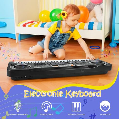 61 Key Piano Keyboard, Beginner Electronic Keyboard for Kids with Teaching Mode, 6 Demo Songs, 16 Tones, Microphone and Power Supply, Kids Piano Keyboard for Birthday Gift/Christmas Gift in Saudi Arabia