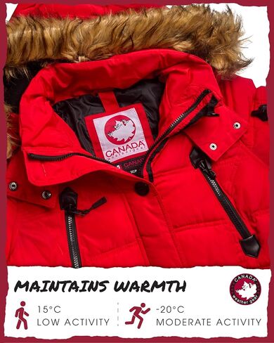 CANADA WEATHER GEAR Womens Long Puffer Coat - Heavyweight Wind Water Resistant Faux Fur Hood Parka Winter Jackets for Women, Size Large, Red in Saudi Arabia