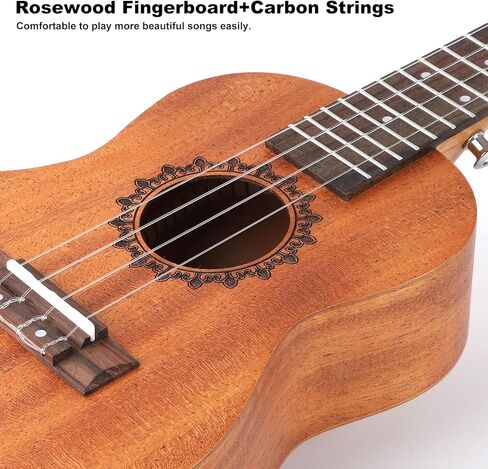LIEKE Soprano Ukulele 21 inch for Kids Beginners,Mahogany Wood Carbon strings,Ukelele Instrument for Adults with Bag Tunner Strap in Kuwait