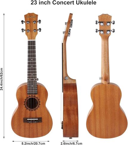 LIEKE Soprano Ukulele 21 inch for Kids Beginners,Mahogany Wood Carbon strings,Ukelele Instrument for Adults with Bag Tunner Strap in Kuwait