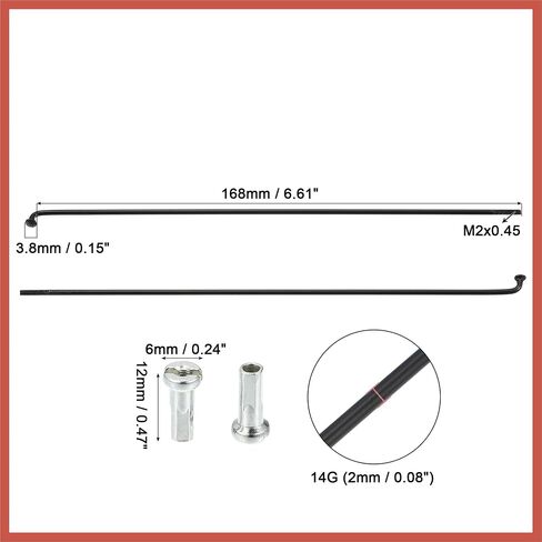 ACROPIX 40 قطعة 14G J Bend 168 مللي متر × 2 مللي متر المتحدث دراجة دراجة مع الحلمات الصلب الأسود قطع غيار السيارات in Saudi Arabia