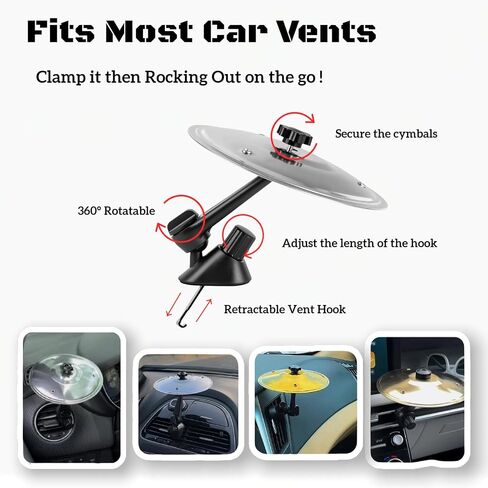 Car Cymbal Air Vent, Christmas Gifts Mini Symbol Drum Crash Cymbal For Car Vent, Birthday Christmas Gifts Suitable For All Types Of Vehicles (Gold) in Saudi Arabia