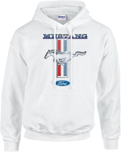 Trenz Shirt Company Ford Mustang Pony Unisex Hooded Sweatshirt Logo Hoodie Performance Racing Car Muscle Car Hood-Black-Small in Kuwait