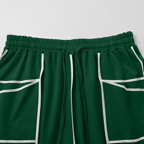 Womens Harem Pants High Elastic Waist Baggy Drawstring Palazzo Trouser with Pockets Color Block Lounge Sweatpants in Saudi Arabia