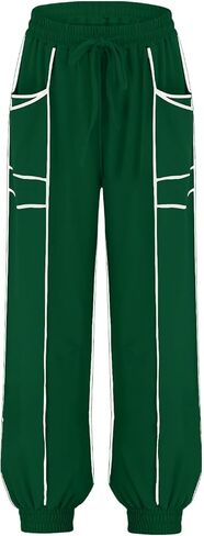 Womens Harem Pants High Elastic Waist Baggy Drawstring Palazzo Trouser with Pockets Color Block Lounge Sweatpants in Saudi Arabia