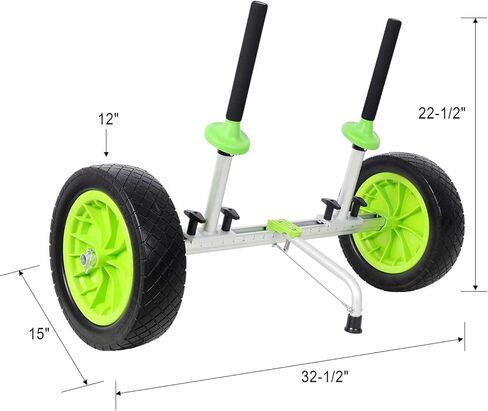 عربة كاياك للجلوس على القمة، عربة كاياك متينة قابلة للتركيب مع عجلات صلبة مقاس 12 بوصة، سعة 400 رطل، عرض قابل للتعديل، عربة زورق قابلة للفصل لزوارق الكاياك والزوارق وألواح التجديف والحصير العائمة in Kuwait