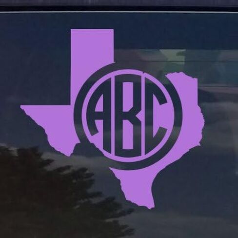 Texas Custom Circle Monogram Initials Vinyl Decal Sticker for Cars YETI Cup Laptop (5"x5", Lavender) in Saudi Arabia