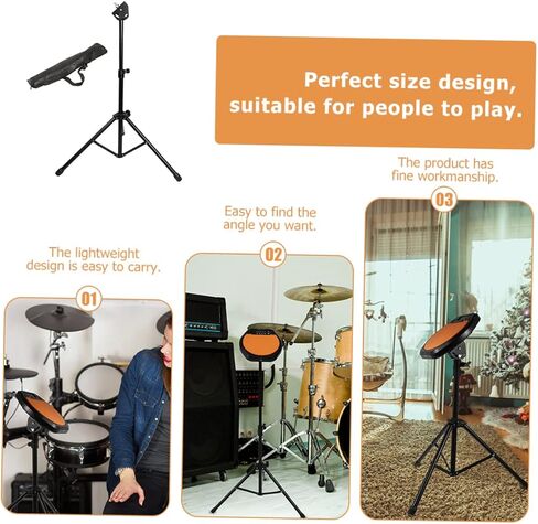 1 set Metal Tripod Dumb Drum Stand Height Practice Pad Rack Hold for Beginners Durable Drum Accessory for Percussion Instruments Includes Storage Bag in Saudi Arabia