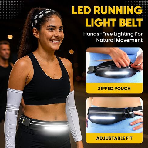 أضواء الجري للعدائين - ضوء أمان LED قابل لإعادة الشحن لمجموعة النجاة في الهواء الطلق، وإكسسوارات التخييم، ومعدات المشي لمسافات طويلة للنساء الأساسيات، وإضاءة ليلية تعمل بالبطارية، وإضاءة ليلية مقاومة للماء in Kuwait