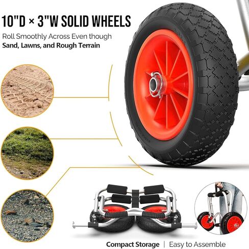 Aramox Kayak Cart Canoe Transport Carrier Dolly with 10 Inch Airless Tires and Foam Padding for Kayak Canoe Floats Beach Lake in Saudi Arabia