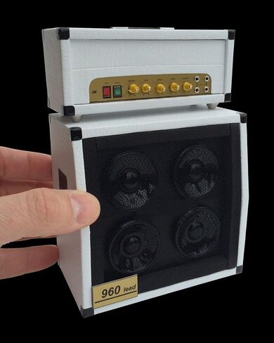Axe Heaven Classic Miniature Stack Amplifier Head w 4 x 12 Speaker Cabinet White Replica Collectible MS-AMP-W-1 in Saudi Arabia