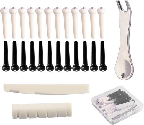 24 قطعة من دبابيس جسر الجيتار الصوتي مع صامولة سرج جسر الجيتار ومزيل سحب دبوس الجسر، قطع غيار وإكسسوارات أوتاد الجيتار in Kuwait