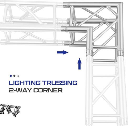 Blulu 1.64 ft Lighting Trussing 2 Way Corner 90 Degree Aluminum Square Truss Light Truss Includes 4 Couplers in Saudi Arabia