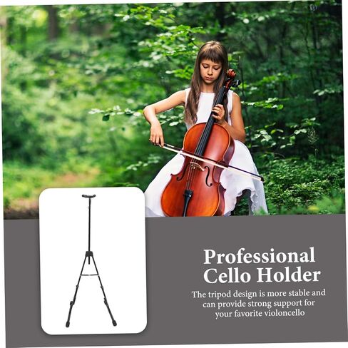 Adjustable Foldable Tripod Cello Stand Holder Portable Black Violoncello Rack with Stable Support for Musical Instruments Suitable for Home and Use in Saudi Arabia