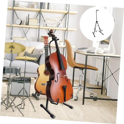 Adjustable Foldable Tripod Cello Stand Holder Portable Black Violoncello Rack with Stable Support for Musical Instruments Suitable for Home and Use in Saudi Arabia