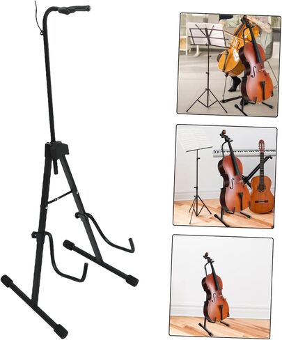 Adjustable Foldable Tripod Cello Stand Holder Portable Black Violoncello Rack with Stable Support for Musical Instruments Suitable for Home and Use in Saudi Arabia