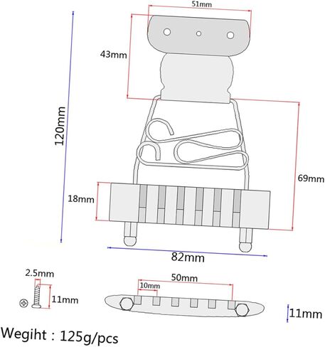Plated 6 String Guitar Tailpiece for Guitar Accessories Sturdy Metal Construction Easy Installation in Saudi Arabia