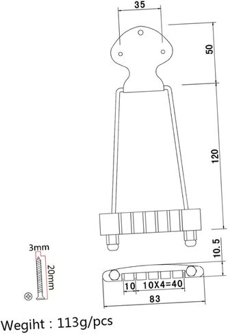 Jazz Guitar 6 String Tailpiece Black Metal Bridge for Jazz Guitar Standard Design Replacement Part for in Saudi Arabia