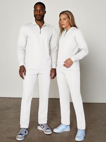 JMIERR Men's 2 Piece Outfits Quarter Zipper Polo Shirt Tracksuit & Joggers Sweatpants Sweatsuit Sets Jacquard in Kuwait