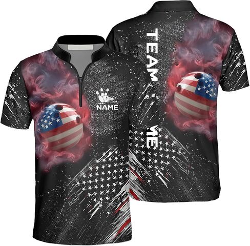 NAZENTI Personalized Bowling Jersey with Name, Team Name, 3D Custom Bowling Shirts for Team, Custom Bowlings Polo Men Women in Saudi Arabia