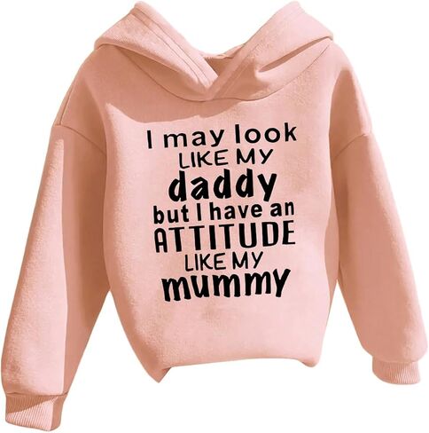 Girl's Letter Graphic Hoodies Long Sleeve Hooded Cute Sweatshirts Pullovers in Saudi Arabia