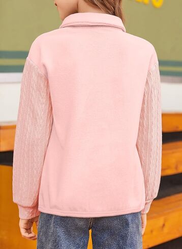 blibean Girls Long Sleeve Fleece Sweathirts Half Zipper Pullovers Size 6-15 Years in Saudi Arabia