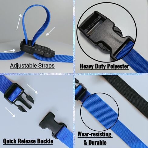 TsdL-one 6 Pack Boat Cover Tie Down Straps with Quick Release Buckles - 1 Inch x 8.33 Ft Heavy Duty Durable Adjustable Nylon Strap for Trailers, Watercraft, RV & Furniture Covers-Blue in Saudi Arabia
