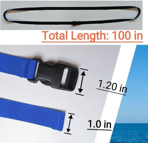 TsdL-one 6 Pack Boat Cover Tie Down Straps with Quick Release Buckles - 1 Inch x 8.33 Ft Heavy Duty Durable Adjustable Nylon Strap for Trailers, Watercraft, RV & Furniture Covers-Blue in Saudi Arabia