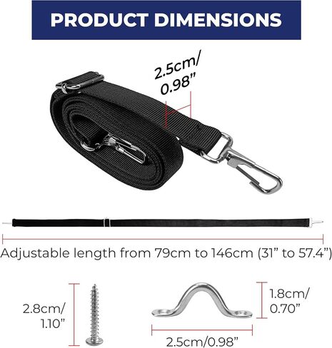 Adjustable Bimini Boat Top Straps 31–57 Inches with Snap Hooks 2PCS – Boat Tie Down Canopy Fit for Pontoon Sun Tracker Kayak Accessories – Marine Hardware Nylon Webbing, Pad Eye Awning Adjustment in Saudi Arabia