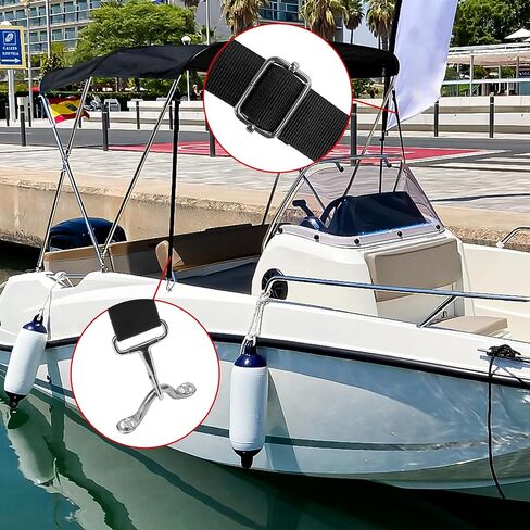 Adjustable Bimini Boat Top Straps 31–57 Inches with Snap Hooks 2PCS – Boat Tie Down Canopy Fit for Pontoon Sun Tracker Kayak Accessories – Marine Hardware Nylon Webbing, Pad Eye Awning Adjustment in Saudi Arabia