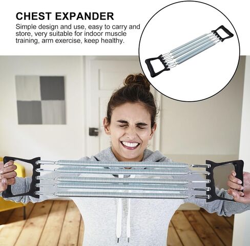 1pc Chest Expander Spring Steel Arm Trainer, Arm Muscle Exerciser Fitness Equipment for Home Gym Muscle Training Exerciser(Black) in Saudi Arabia