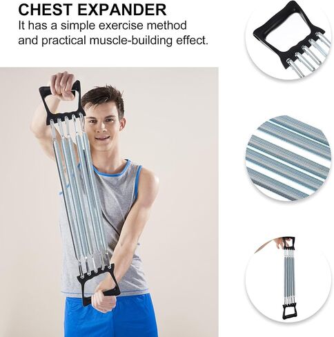 1pc Chest Expander Spring Steel Arm Trainer, Arm Muscle Exerciser Fitness Equipment for Home Gym Muscle Training Exerciser(Black) in Saudi Arabia
