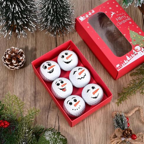 Christmas Golf Ball Gifts Set of 6 White Funny Snowman Golf Balls with Box for Golfer Men Birthdays Golfing Lovers Christmas Winter Outdoor Sports New Years Gifts Supplies in Saudi Arabia