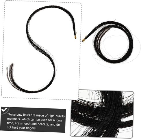 Vaguelly 2PCS Viola Bow Hair Premium Black Mongolian Horse Hair for Viola Repair Supplies Easy to Install Compatible in Saudi Arabia