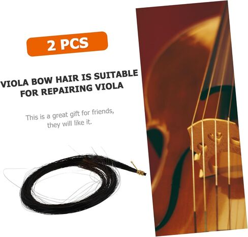 Vaguelly 2PCS Viola Bow Hair Premium Black Mongolian Horse Hair for Viola Repair Supplies Easy to Install Compatible in Saudi Arabia