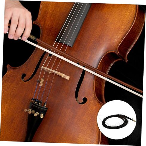 Vaguelly 2PCS Viola Bow Hair Premium Black Mongolian Horse Hair for Viola Repair Supplies Easy to Install Compatible in Saudi Arabia