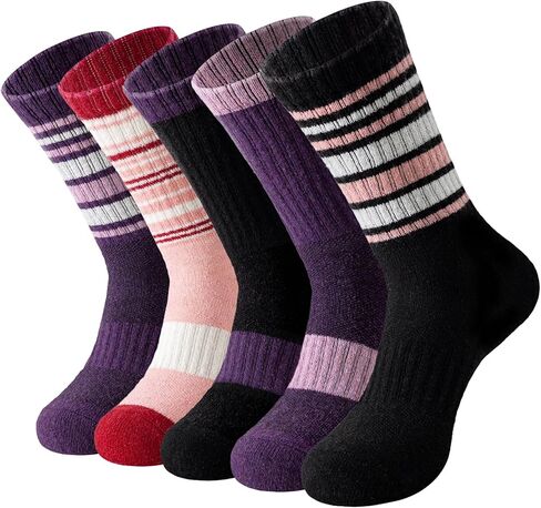 Wool Socks for Women - Hiking Womens Socks 5 Pairs, Thermal Sock for Men & Women Winter Warm Moisture Wicking in Kuwait