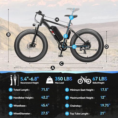 ZNH 750W|1000w دراجة كهربائية للبالغين، بطارية قابلة للإزالة 48 فولت 13 أمبير، 24 بوصة × 4.0 بوصة دراجة إلكترونية بإطار سميك، حتى 80 ميلًا، 7 سرعات، تعليق هيدروليكي، شاشة LCD، معتمد من UL 2849 in Saudi Arabia