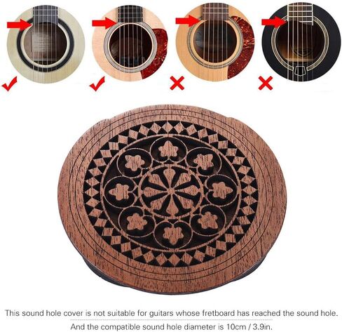 ZJchao Acoustic Guitar Soundhole Cover, Compatible 3.9in Sound Hole Size Guitar Soundhole Sound Hole Cover Block Soundhole Cover Acoustic Soundhole Cover for EQ Acoustic Folk Guitars in Saudi Arabia