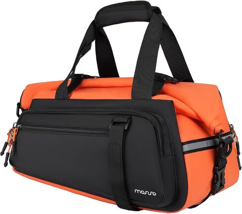 MOSISO Bike Rack Bag, 13-24L Expandable Top Layer Bicycle Rear Trunk Bags, Bike Rear Seat Pouch Cycling Luggage Handbag with Shoulder Strap for Road Mountain Cycling Traveling Commuting, Black&Orange in Saudi Arabia